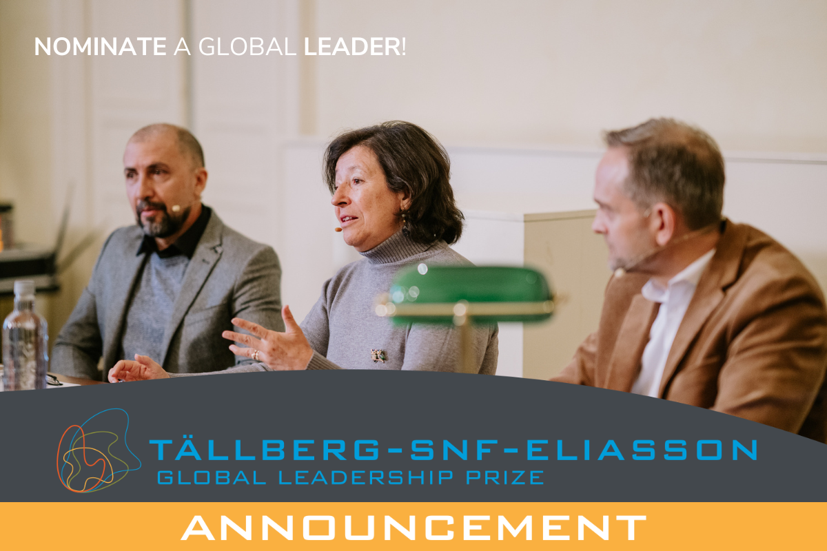 Nominations Open for the 2025 Tällberg-SNF-Eliasson Global Leadership Prize